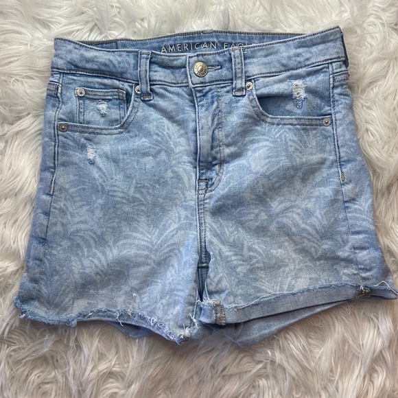 American Eagle Hi-Rise Shortie Distressed Denim Shorts - Picture 2 of 9